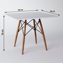 Ver imagem 3 de Conjunto de Mesa de Jantar Eames Eiffel Quadrada 90cm Tampo de Madeira Branco com 2 Cadeiras Brancas