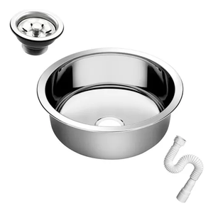 Cuba Redonda Cozinha 30cm As Aço Inox 304 Válvula e Sifão