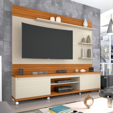 Home para TV Aurelia 55 Polegadas 217cm MDP Off White Nature Germai Móveis