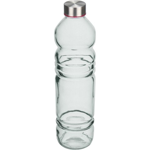Garrafa de Vidro 1,2L Transparente 31x8x8cm Água Suco Geladeira Bebidas Tampa