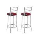 Ver imagem 2 de Kit 2 Banquetas Médias Cromadas com Assento Estofado e Encosto para Bancada Cozinha e Área Gourmet Cinza/Cromado/Vermelho