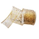 Ver imagem 2 de Fita Decorativa Natal Aramada Paetê Dourado Comp 9.14m