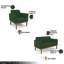 Ver imagem 3 de Conjunto Poltrona e Namoradeira Decorativa Isabella Pés Fixo em Madeira Castanho Veludo Verde Esmera