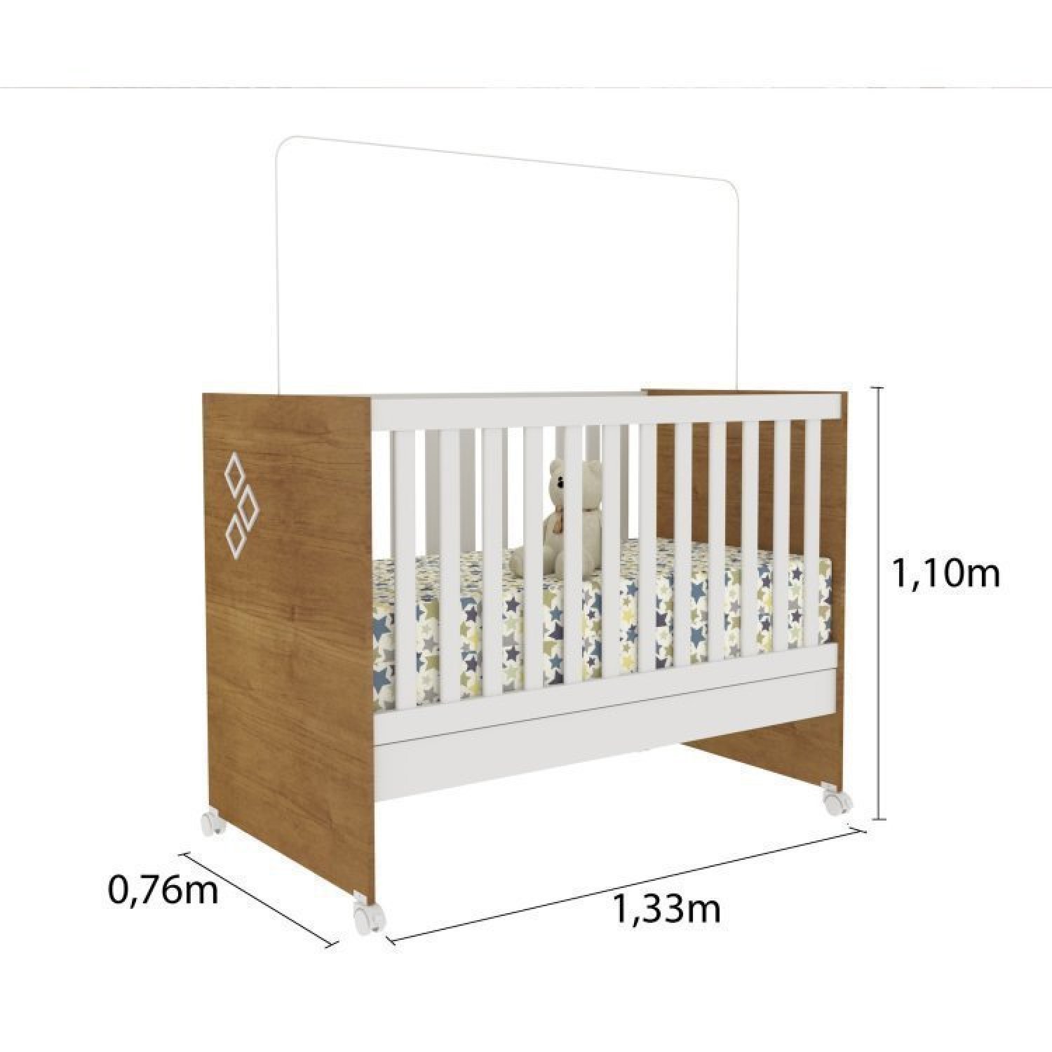 Quarto de Bebê Completo Guarda Roupa Zelandia 4 Portas com Berço e Cômoda Espresso Móveis - 11