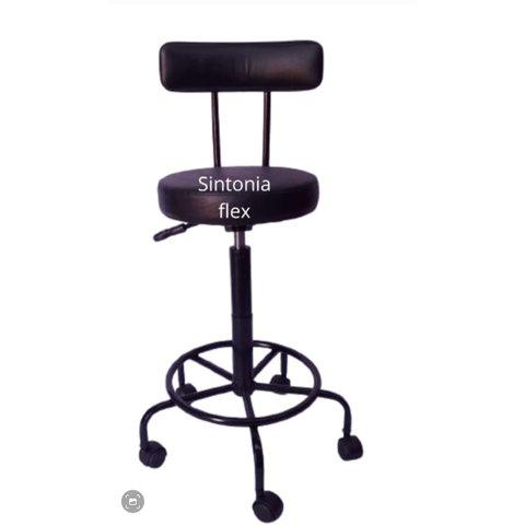 Cadeira Mocho Secretaria Podologo com L Duplo com Base Ferro com Rodízio Corano Preto