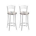 Ver imagem 2 de Kit 2 Banquetas Médias Cromadas com Assento Estofado e Encosto para Bancada Cozinha e Área Gourmet Cinza/Cromado/Bege
