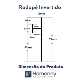 Rodapé Invertido Branco 62mmx14mm Kit com 10 Barras de 1mt - Homeney - 1