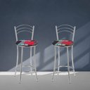 Ver imagem 6 de Kit 2 Banquetas Médias Cromadas com Assento Estofado e Encosto para Bancada Cozinha e Área Gourmet Cinza/Cromado/Floral