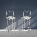 Ver imagem 6 de Kit 2 Banquetas Médias Cromadas com Assento Estofado e Encosto para Bancada Cozinha e Área Gourmet Cinza/Cromado/Branco