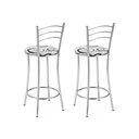 Ver imagem 2 de Kit 2 Banquetas Médias Cromadas com Assento Estofado e Encosto para Bancada Cozinha e Área Gourmet Cinza/Cromado/Branco