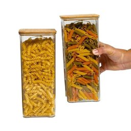 Kit 2 Potes Herméticos de Acrílico 2l Tampa de Bambu Oikos - 4
