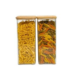 Kit 2 Potes Herméticos de Acrílico 2l Tampa de Bambu Oikos - 1