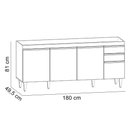 Ver imagem 6 de Balcão Gabinete para Cozinha com Tampo 180cm Moss M05 Preto - Inoviza
