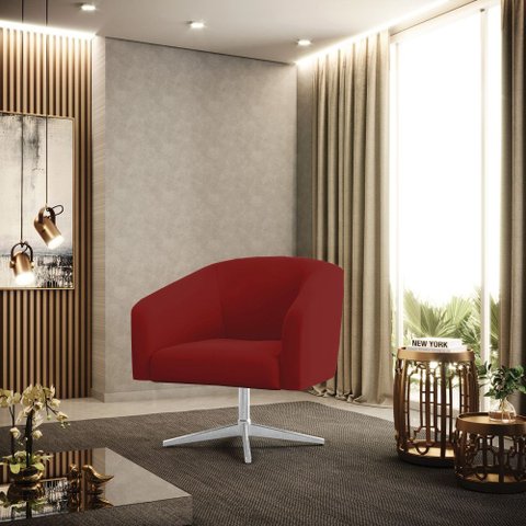 Poltrona Sala Decorativa Stella Base Giratória Cromada Veludo D03 - D’Rossi