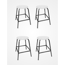 Ver imagem 1 de Kit 4 Banco de Metal Bar Assento Plástico Empilhável Branco 55cm