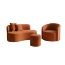 Ver imagem 2 de Conjunto 01 Poltrona + Sofá e 1 Puff Curvo Orgânico Nature Gaia Veludo Terracota - Montanaris Decor