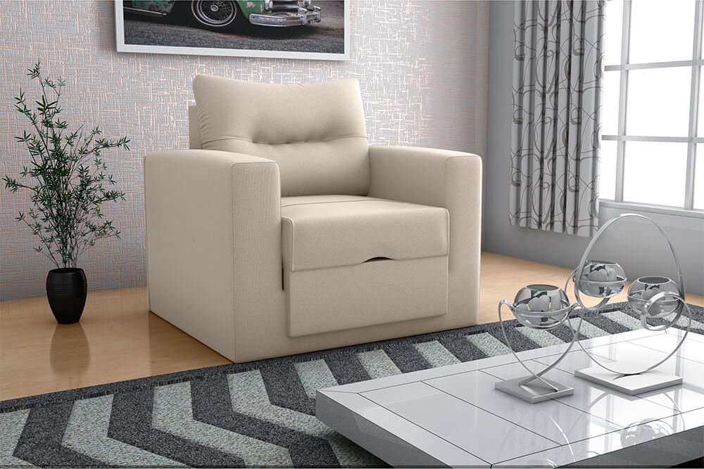 Poltrona Cama Soraia Super Confortável para Sala e Recepção:bege ...