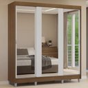 Ver imagem 1 de Guarda-Roupa Casal com Pés 3 Portas de Correr de Espelho Reno Madesa
