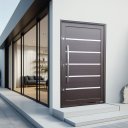 Ver imagem 2 de Porta Pivotante Alumínio Lamb.Premium c/Pux.e.Elite Marrom Corten 216x130 Brimak