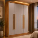 Ver imagem 1 de Guarda-Roupa Solteiro 100% MDF com 4 Portas e 2 Gavetas Multimóveis CR35517 Madeirado/Off White