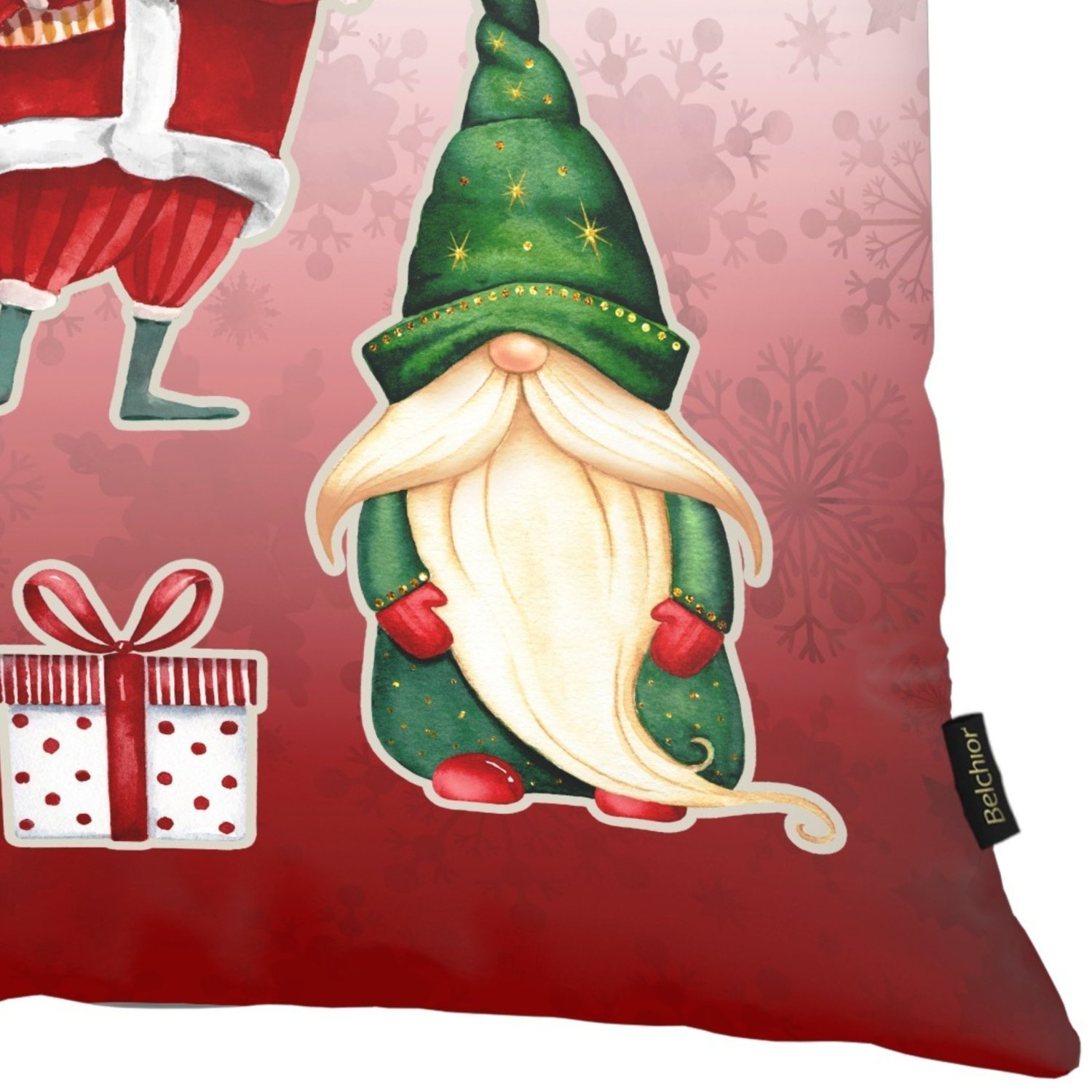 Capa para Almofada Natalina 43x43cm Papai Noel, Gnomos e Presentes Belchior Uniq - 3