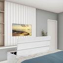 Ver imagem 3 de Kit Painel Cabeceira E Calçadeira Baú 140cm Casal Branco