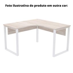 Mesa de Escritório em L Pé Tubular Pe25 em MDP 145 x 145 x 60cm Cor Walnut e Base Preta - 4