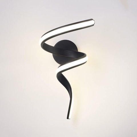Arandela Espiral Preta 32cm Led 19w 3200k Bivolt Paris Luz
