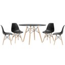 Ver imagem 1 de Conjunto de Mesa de Jantar Eames Eiffel Redonda 110cm Tampo de Madeira Preto com 4 Cadeiras Pretas
