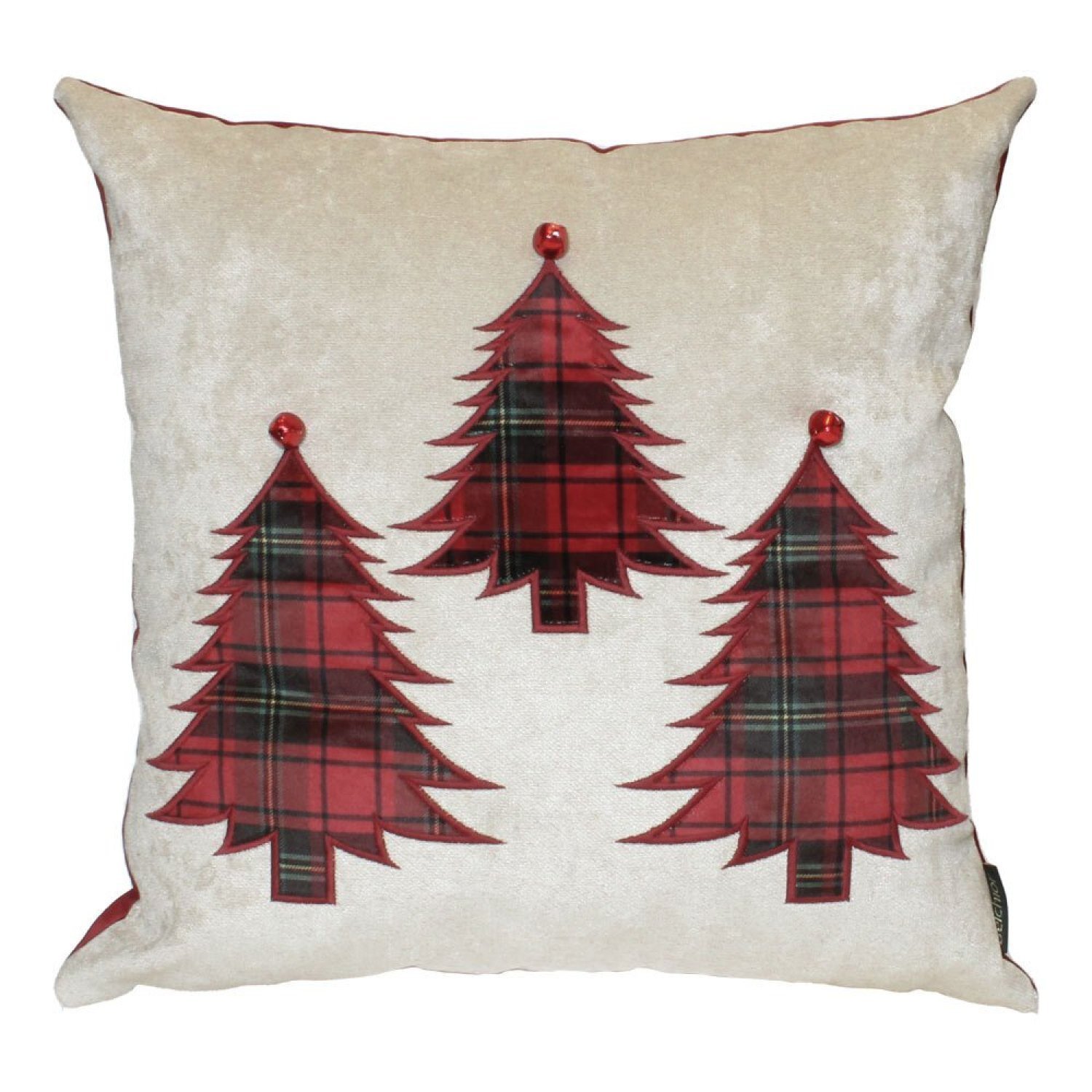 Capa para Almofada Natalina ÁRvore de Natal com Guizo Aplicado e Bordado 43x43cm Belchior Uniq - 1