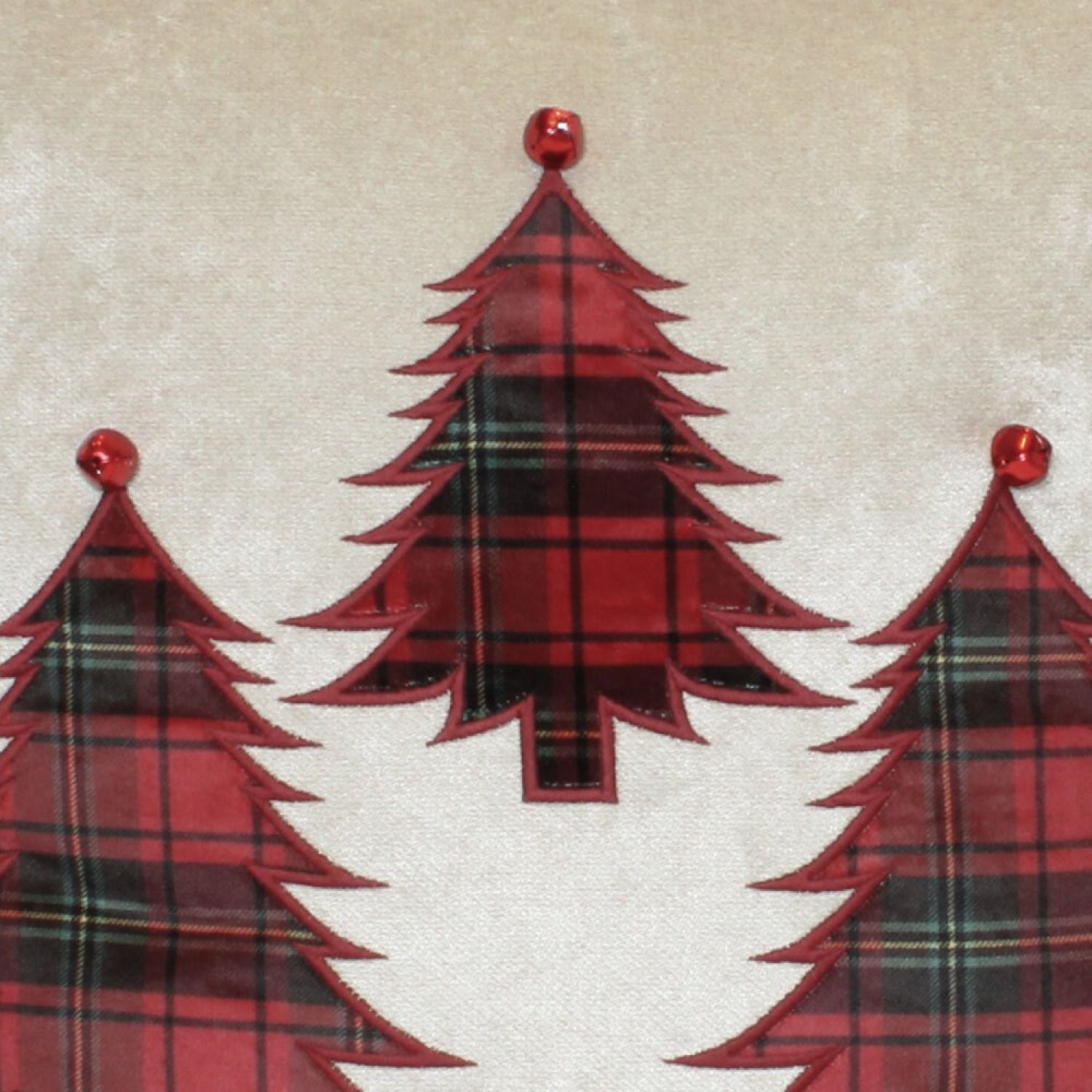 Capa para Almofada Natalina ÁRvore de Natal com Guizo Aplicado e Bordado 43x43cm Belchior Uniq - 4
