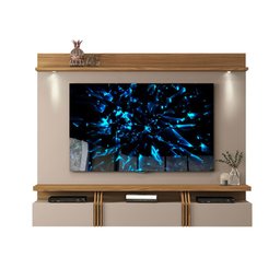 Painel De TV Até 70 Polegadas Com LED Griz Carvalho Nobre Lodi DJ Móveis - 2