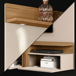 Painel De TV Até 70 Polegadas Com LED Griz Carvalho Nobre Lodi DJ Móveis - 3