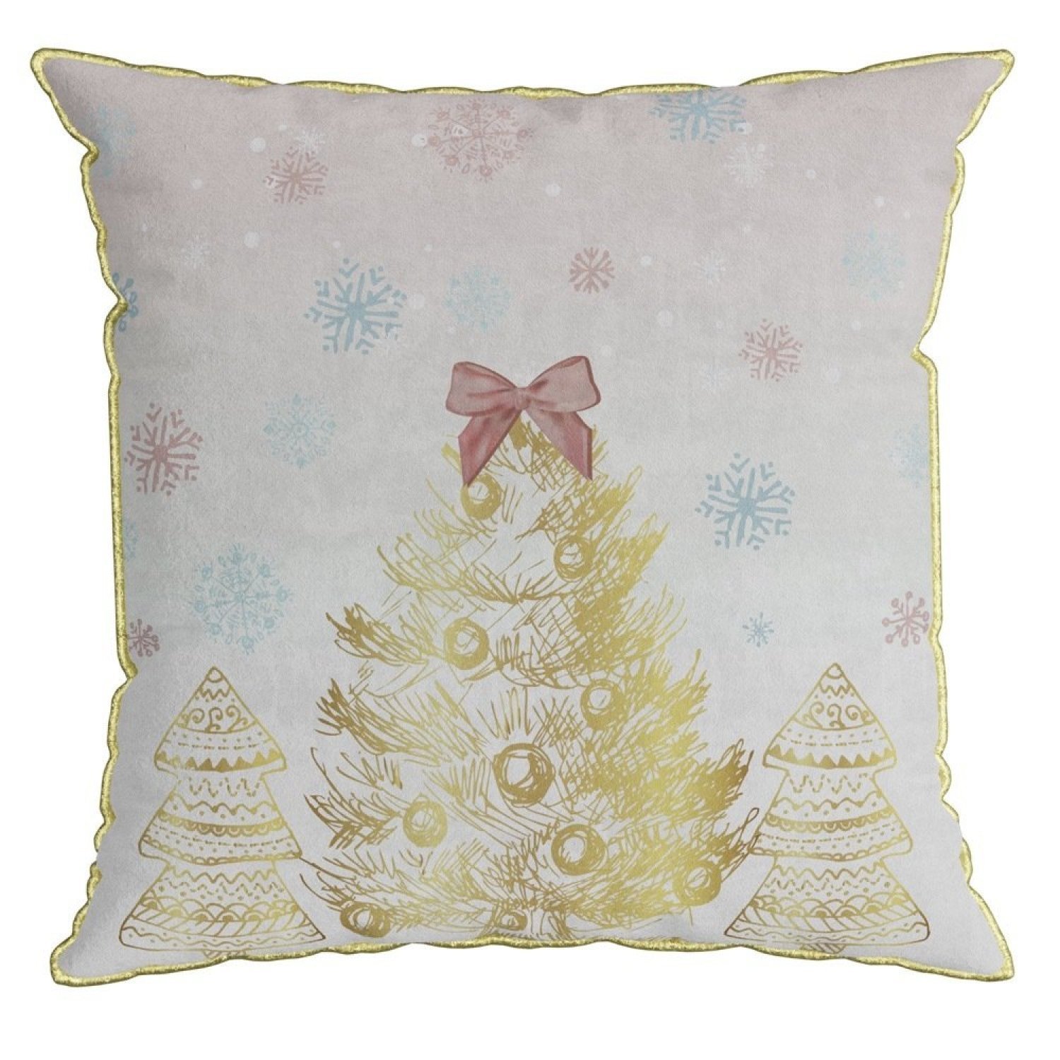 Capa para Almofada Natalina ÁRvore de Natal com Arabescos e Cordonê 43x43cm Belchior Uniq - 1