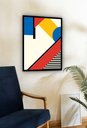 Ver imagem 2 de Quadro Decorativo Abstrato Geométrico Amarelo - 70x50cm:moldura Branca