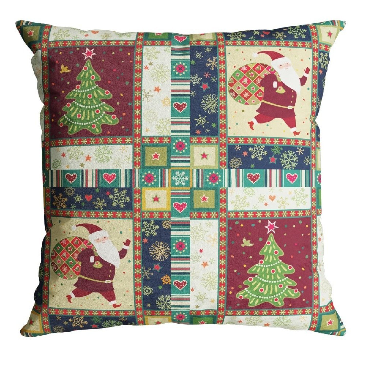 Capa para Almofada Natalina Papai Noel e ÁRvore de Natal 43x43cm Belchior Uniq - 1