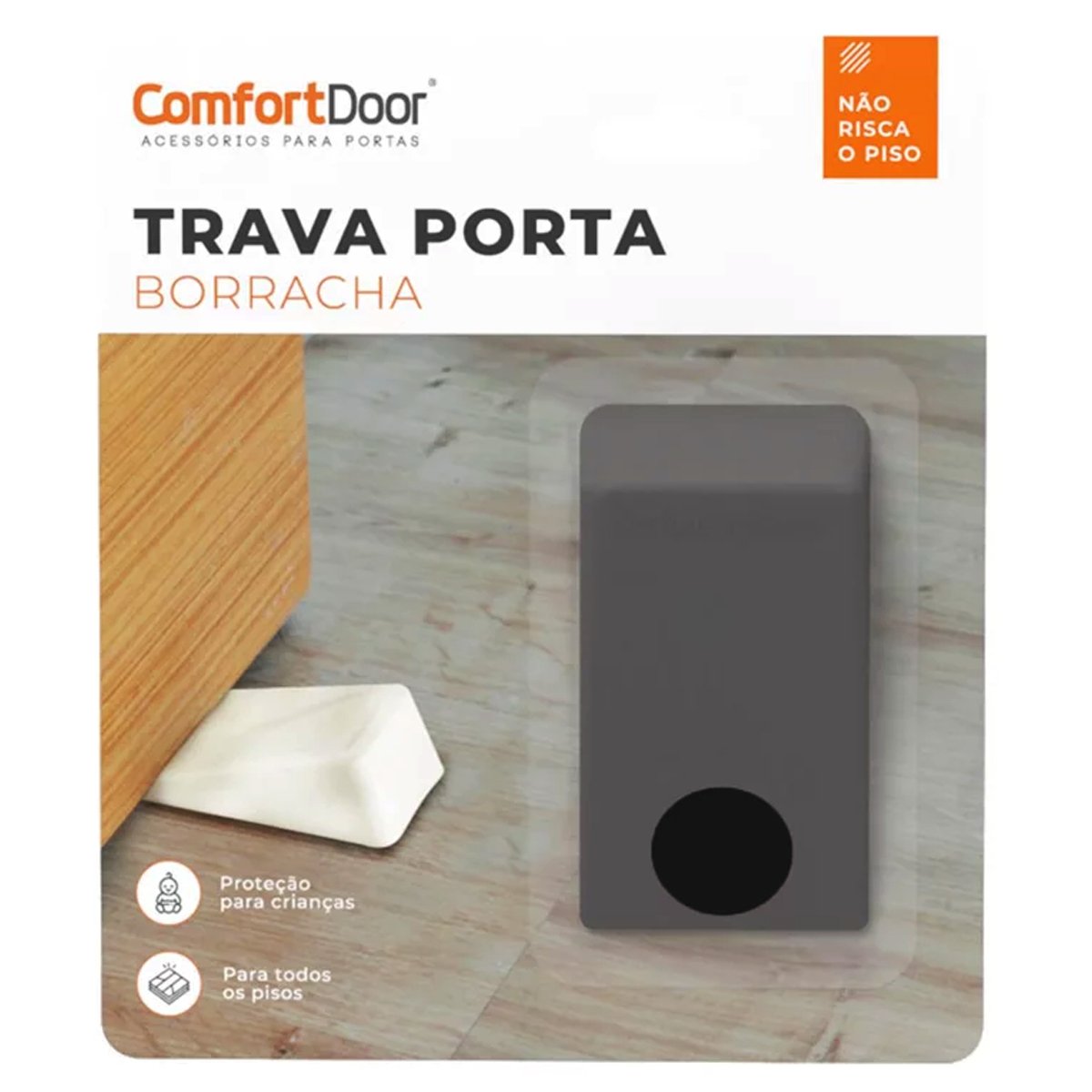 Trava Porta De Piso Comfortdoor Calço Para Porta De Borracha Preto - 4