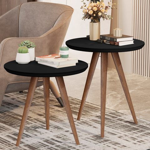 Conjunto de Mesa Lateral e Mesa de Apoio Star - Preto