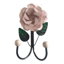 Cabide 2 Ganchos Rosas de Ferro - Suporte Duplo:rosa - 1