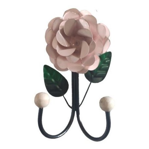 Cabide 2 Ganchos Rosas de Ferro - Suporte Duplo:rosa