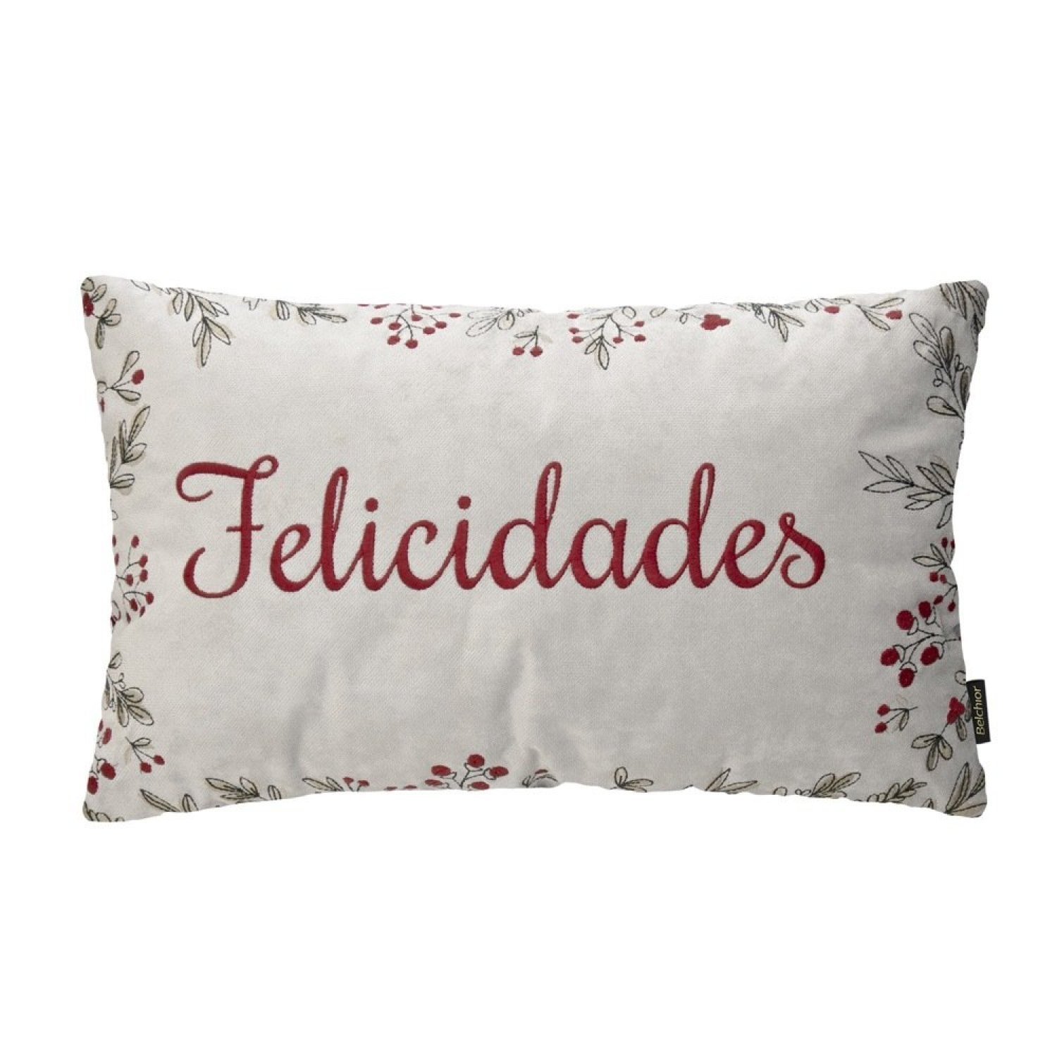 Capa para Almofada Natalina Felicidades com Bordado 35x55cm Belchior Uniq - 1