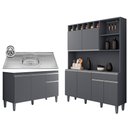 Ver imagem 1 de Cozinha Compacta Alice e Balcão Gabinete Com Pia Tatiane 120cm Cinza - AJL Móveis