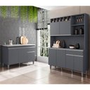 Ver imagem 2 de Cozinha Compacta Alice e Balcão Gabinete Com Pia Tatiane 120cm Cinza - AJL Móveis