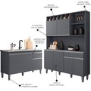 Ver imagem 3 de Cozinha Compacta Alice e Balcão Gabinete Com Pia Tatiane 120cm Cinza - AJL Móveis