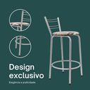 Ver imagem 4 de Kit 4 Banquetas para Balcão Flórida Prata 60cm Cozinha Gourmet Bistrô Bancada Piscina Área de Lazer