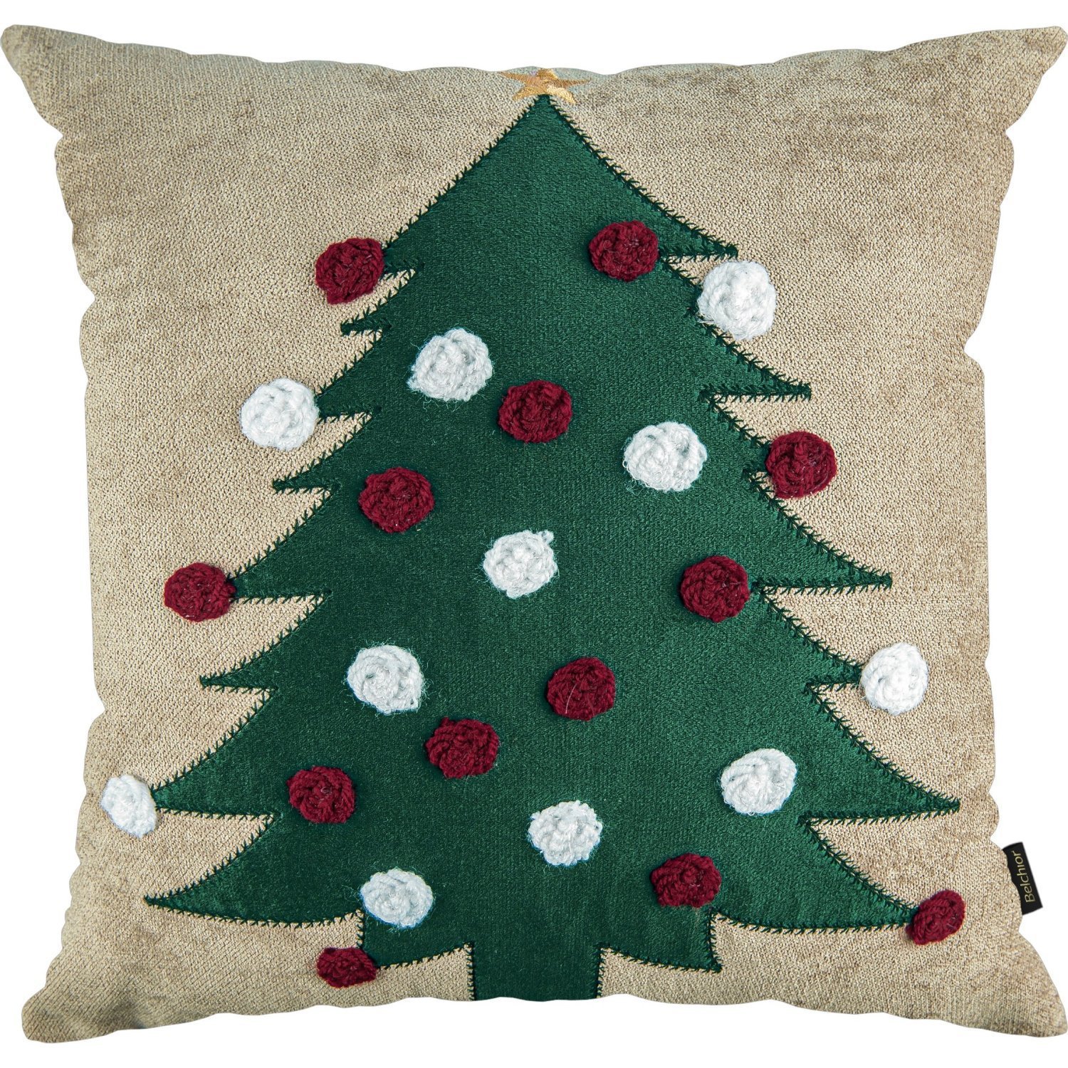 Capa para Almofada Natalina ÁRvore de Natal com Enfeites 43x43cm Belchior Uniq - 1