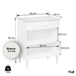 Balcão Armário Organizador Microondas Simples Cozinha Branco - 4