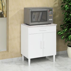 Balcão Armário Organizador Microondas Simples Cozinha Branco