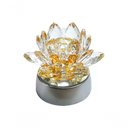 Ver imagem 1 de Enfeite Escultura de Vidro Flor de Lotus de 13cm com Base Espelhada Led Rgb Enfeite de Cristal
