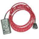 Ver imagem 1 de Extensão Elétrica 5 Metros PP 2X0,75MM² Revestido Tecido Vermelho/Branco Cabos immediate régua de 3